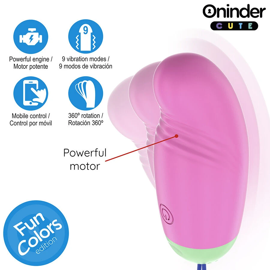 ONINDER CUTE - UOVO IN SILICONE VIBRANTE-ROTANTE A 360° PER AMARE IL PIACERE - APP GLOBALE GRATUITA